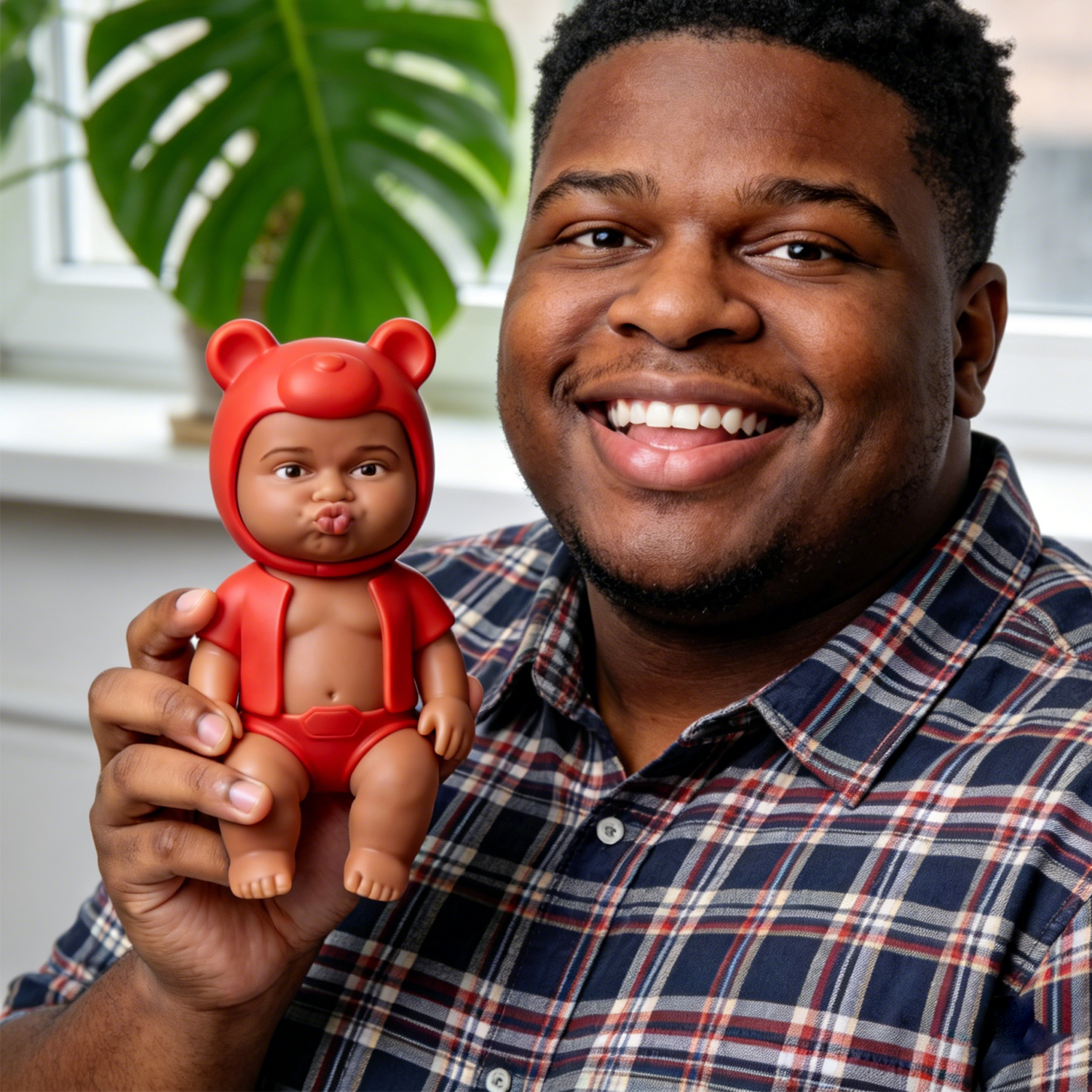 Custom Squishy Stress Relief Doll Personalized Cute Hat Face Squeeze Toy, Soft TPR Sand Filled Fidget, Funny Anxiety Relief Gift