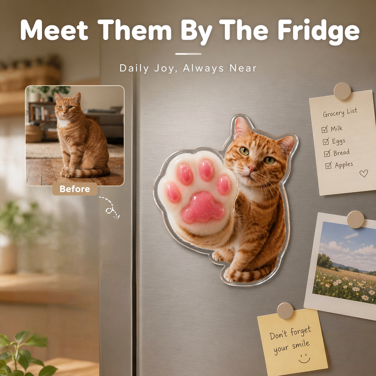 Custom Pet Paw Squeeze Fridge Magnet Pet Squeeze Stress-Relief Toy Gifts For Pet Lovers 商品缩略图