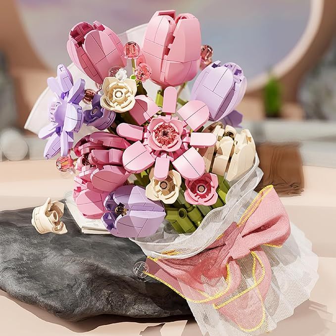Mini Bricks Flower Bouquet Building Sets, DIY Unique Decoration Home, Artificial Flowers, Botanical Collection for Ages 8-12 yrs Old Girl for Gift