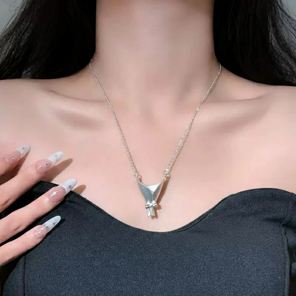 DIY Flower Holder Necklace Unique Handmade Jewelry Flower Bouquet Brooch Wearable Flower Bouquet Clip Gift for Her