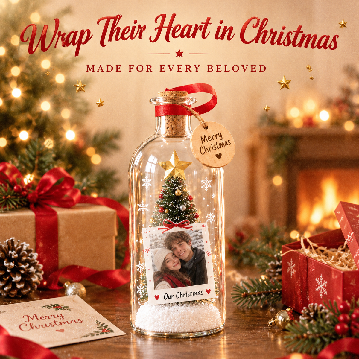 Forever Voice Recordable Christmas Tree Bottle – Personalized Photo & Message Keepsake