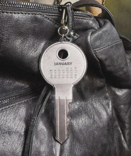 Custom Fun Keychain Themed Monthly Calendar Backpack Charm and Novelty Accessory