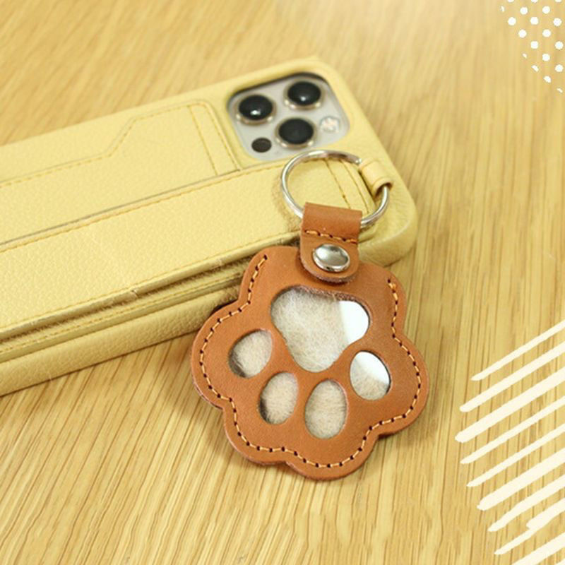 Custom Text Pet Hair Storage Keychain Dog Paw Keychain Leather Keychain Gift for Pet Lovers