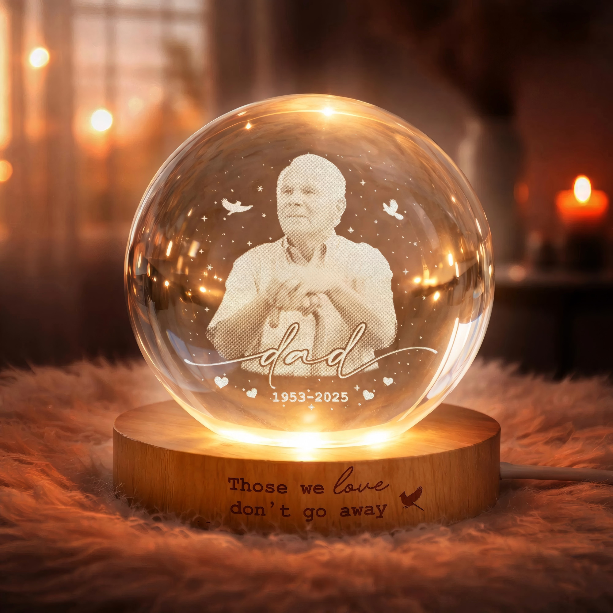 Custom Photo Memorial Night Light Dad Loss Crystal Ball Light Remembrance Gift for Dad Sympathy Gift