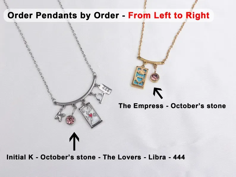 Tarot Card Necklace, Waterproof 18K Gold/Silver, Astrology with Zodiac Sign, Angel Number, Custom Charm, Gift for Her, Perfect Mother's Day