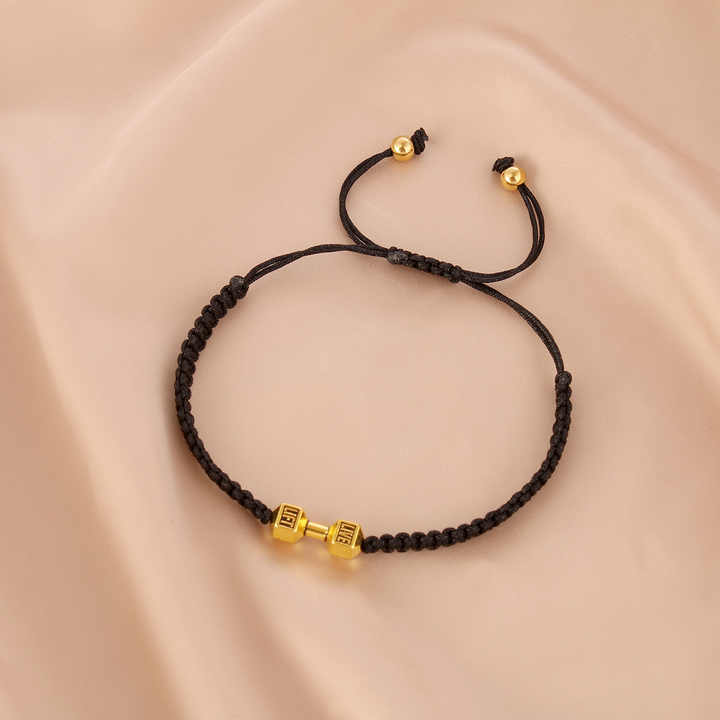 Adjustable Handmade Rope Mens Bracelet Braided Dumbbell Bracelet for Men