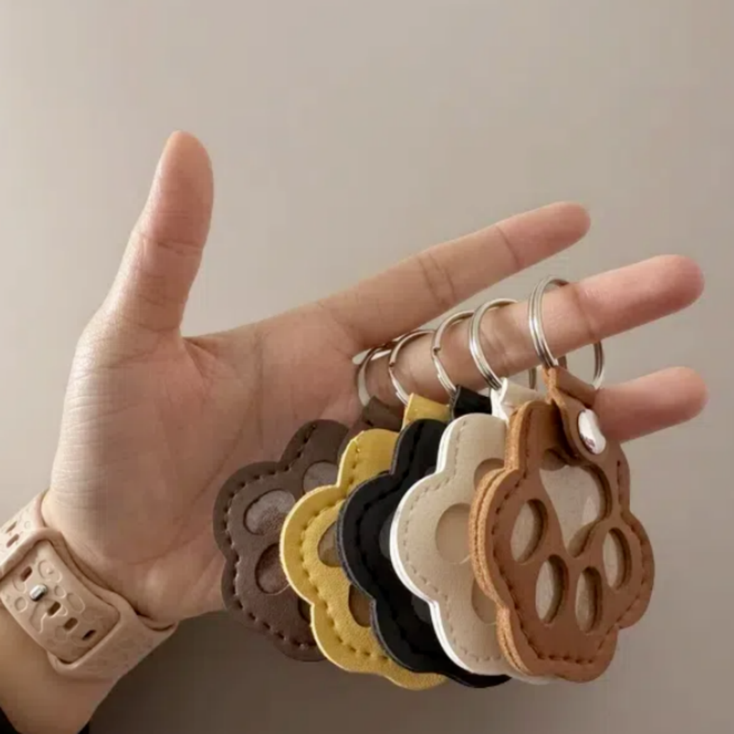 Custom Text Pet Hair Storage Keychain Dog Paw Keychain Leather Keychain Gift for Pet Lovers