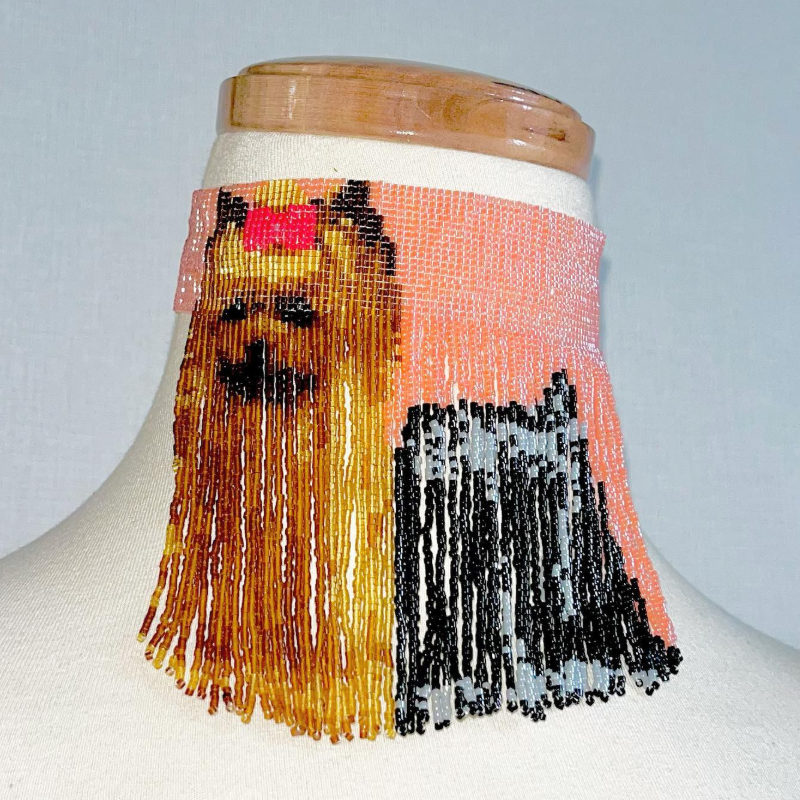 Custom Pet Photo Beaded Tassel Choker Necklace Personalized Handmade Fringe Jewelry Gift for Pet Lovers