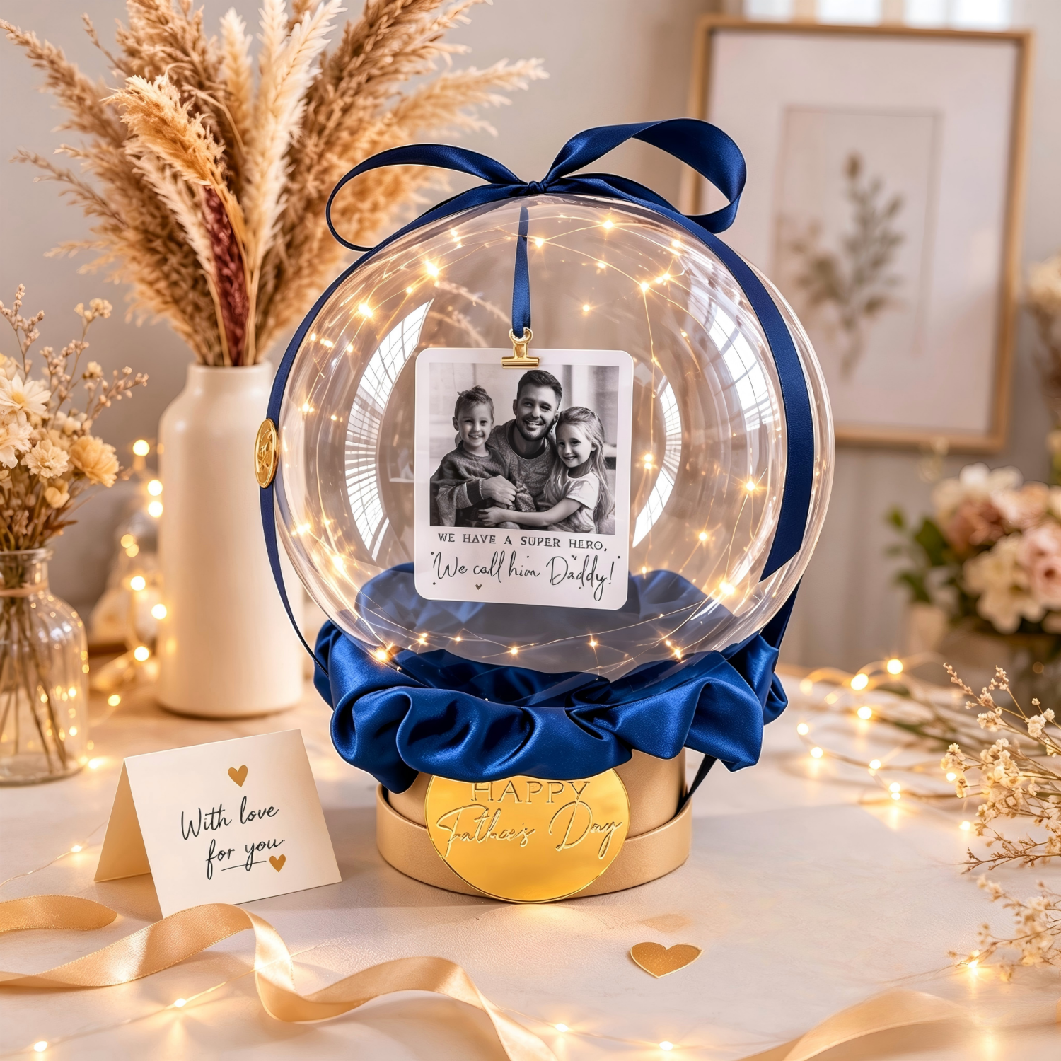 Custom Photo Bubble Balloon Personalized Bubble Balloon with Text Heartfelt Gift for Dad Father’s Day Surprise