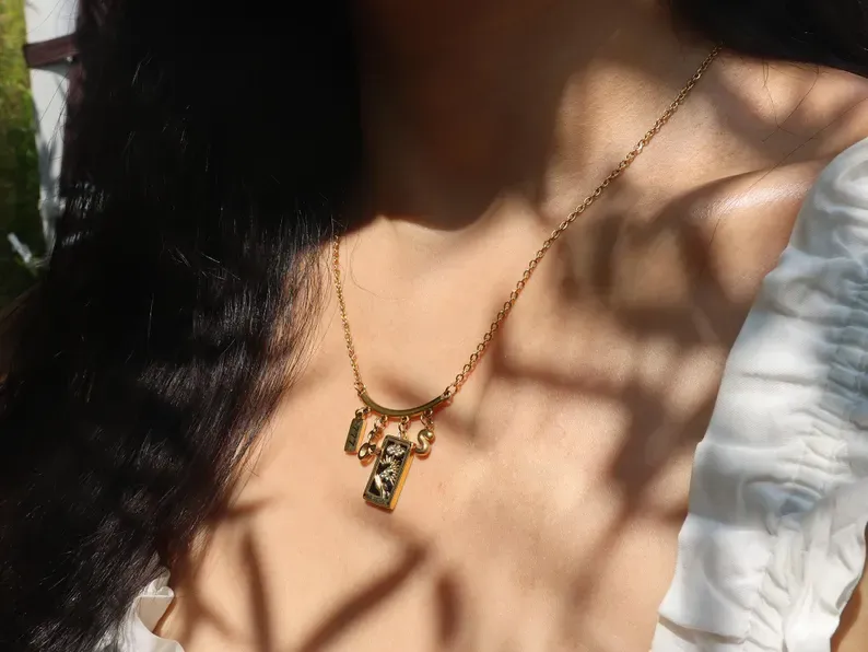 Tarot Card Necklace, Waterproof 18K Gold/Silver, Astrology with Zodiac Sign, Angel Number, Custom Charm, Gift for Her, Perfect Mother's Day