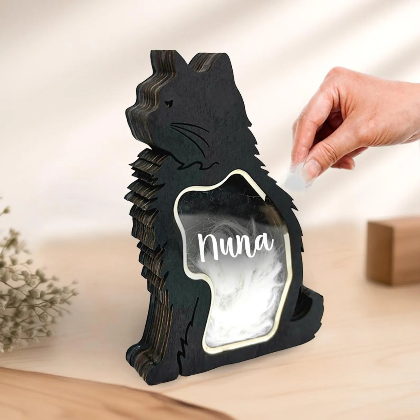 Custom Wooden Pet Hair Storage Box Pet Memorial Box Hair Collection for Pet