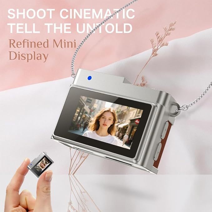 Mini Keychain Camera, 1080P FHD Mini Retro Digital Camera, Tiny Portable Small Cameras Vintage Compact Micro Cameras with LCD Screen, Built-in Battery, Magnetic Lanyard for Travel