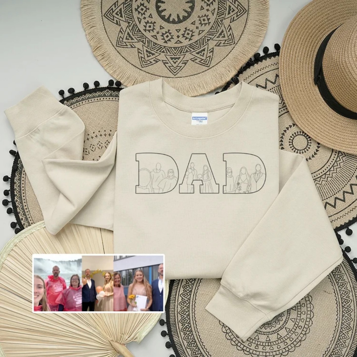 Custom Photo Embroidered Sweatshirt Unique Gift for Dad Father's Day Gift
