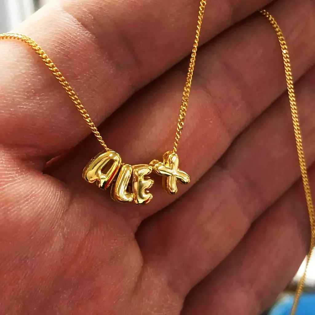 Bubble Letters Name Necklace