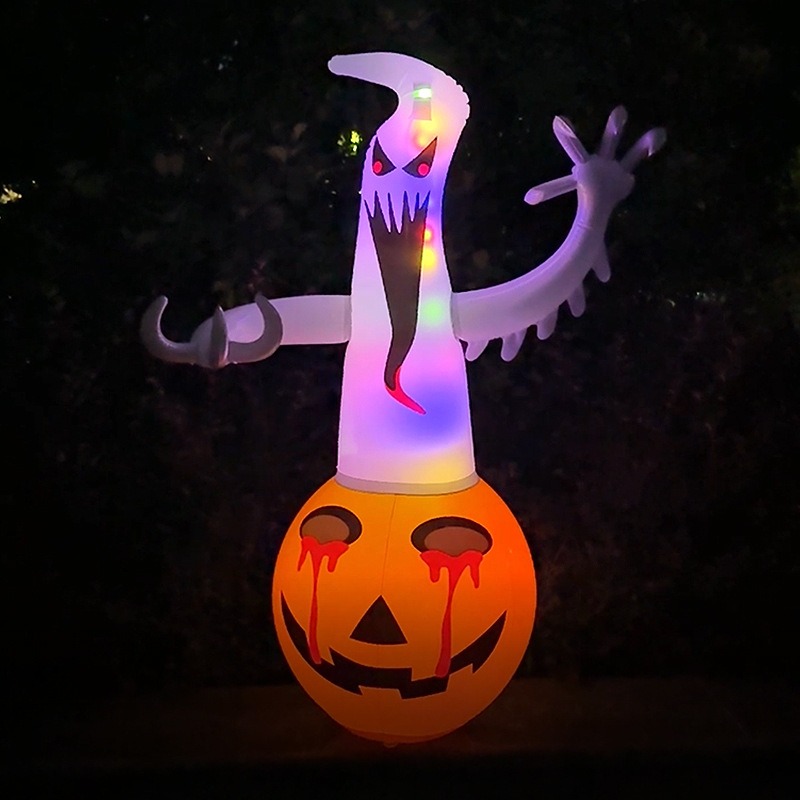 Halloween Decor Inflatable Decoration Glowing LED Pumpkin Ghost Bat Eyeball Balloon Ornament for Party