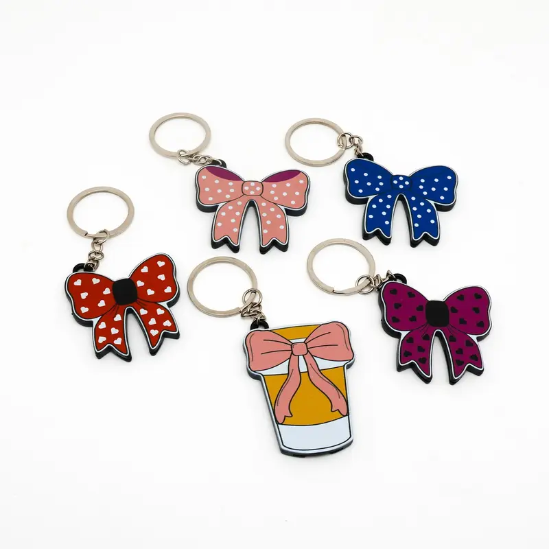 Cute Bow Bottle Opener Keychain Portable Soda Can Opener Creative Key Ring Gift for Girls for Friends