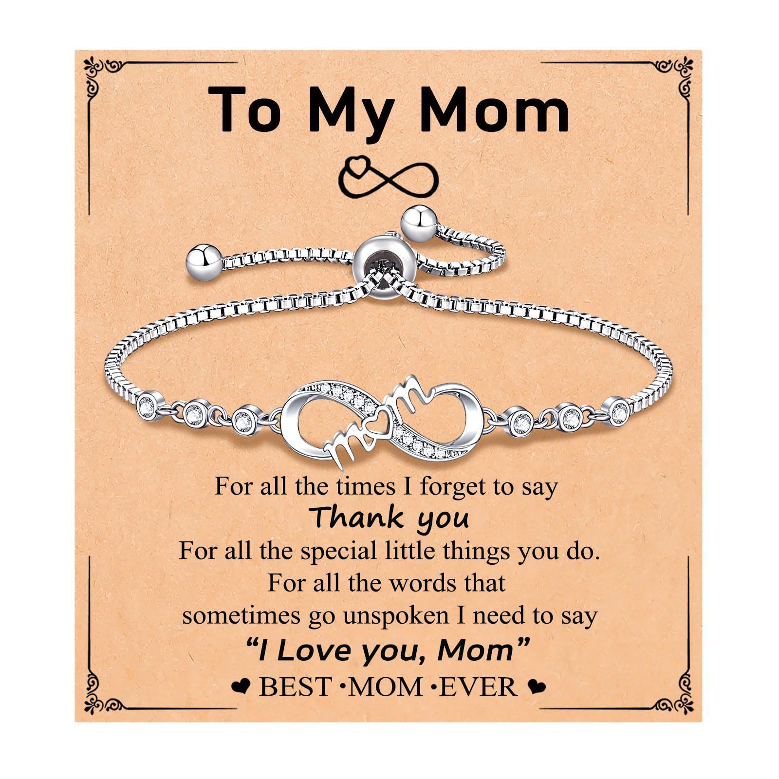 Mother-Daughter Bracelets with Diamond Infinity Symbol and Letter Bracelets Adjustable Bracelets Gift for Her