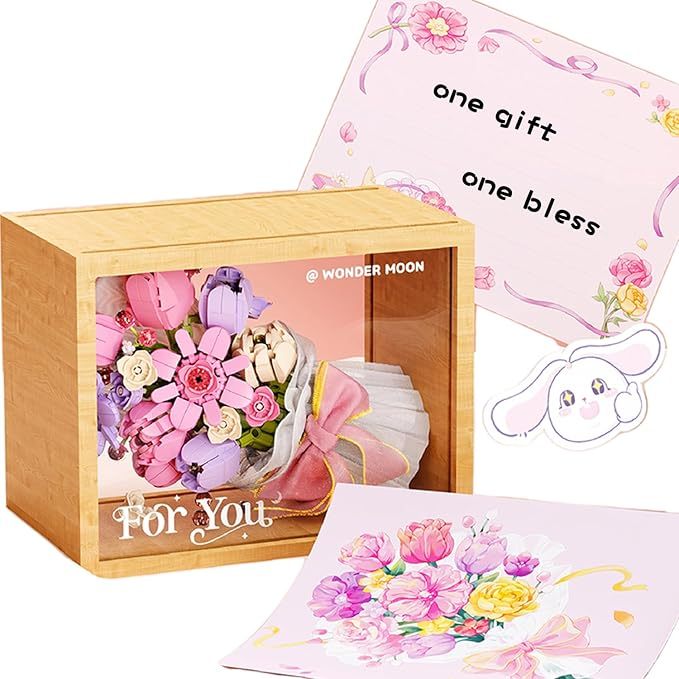 Mini Bricks Flower Bouquet Building Sets, DIY Unique Decoration Home, Artificial Flowers, Botanical Collection for Ages 8-12 yrs Old Girl for Gift