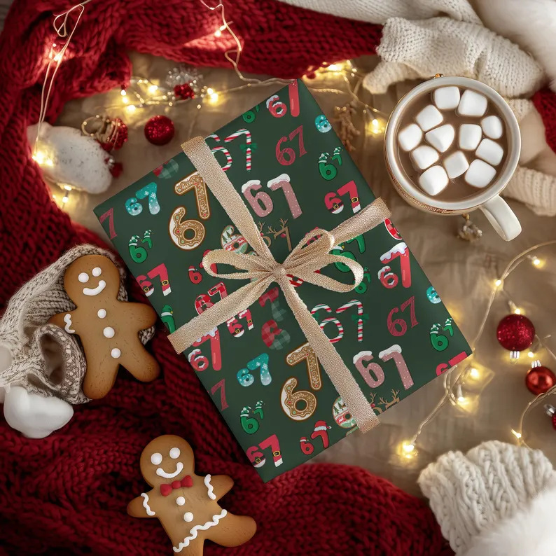 67 Meme Christmas Gift Wrap Funny Holiday Wrapping Paper Trendy Christmas Packaging for Friends Gift for Kids