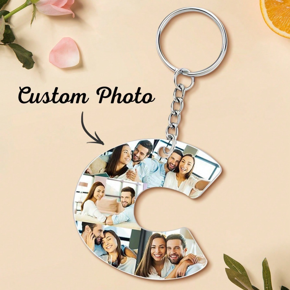 Customized Photo Alphabet Acrylic Keychain Personalized Photo Keychain