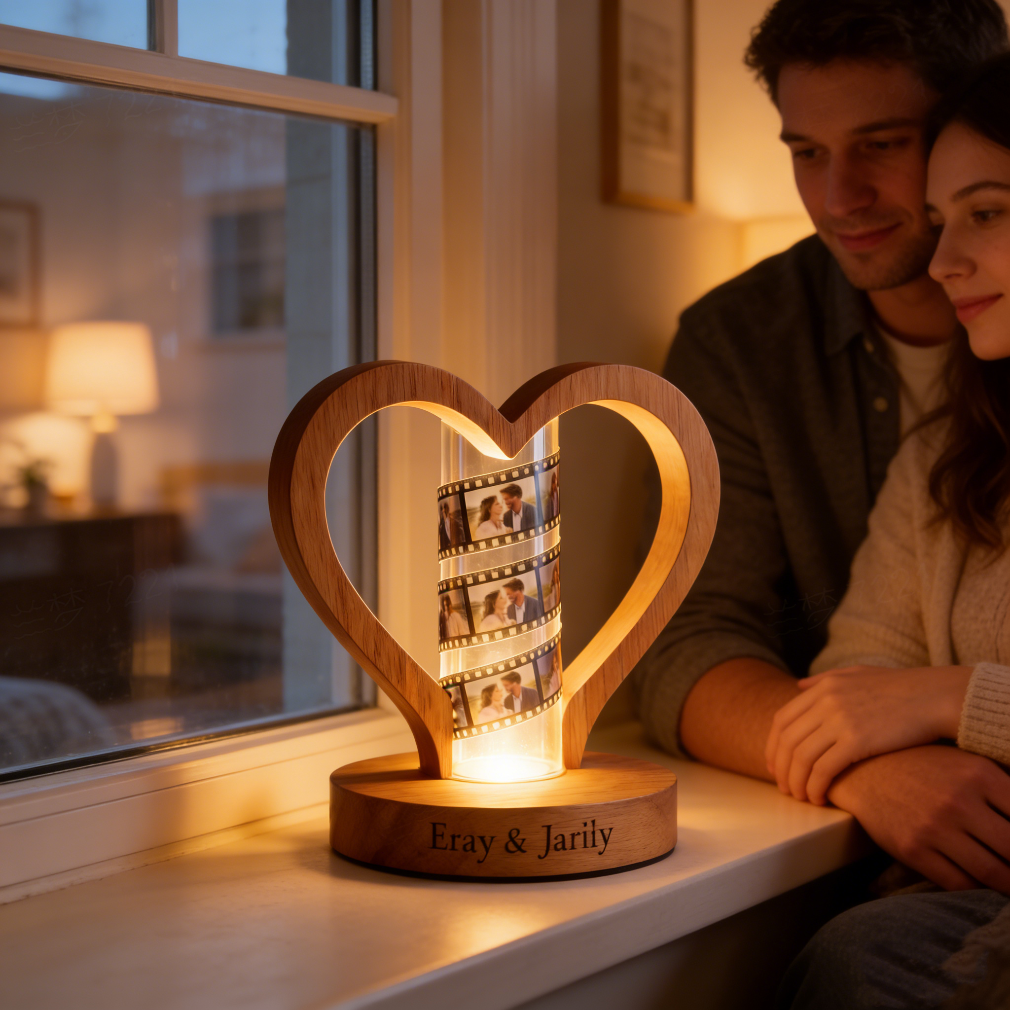 Custom Heart-shaped Photo Film Night Light Personalized Text Night Light Perfect Valentine's Day Gift for Couple
