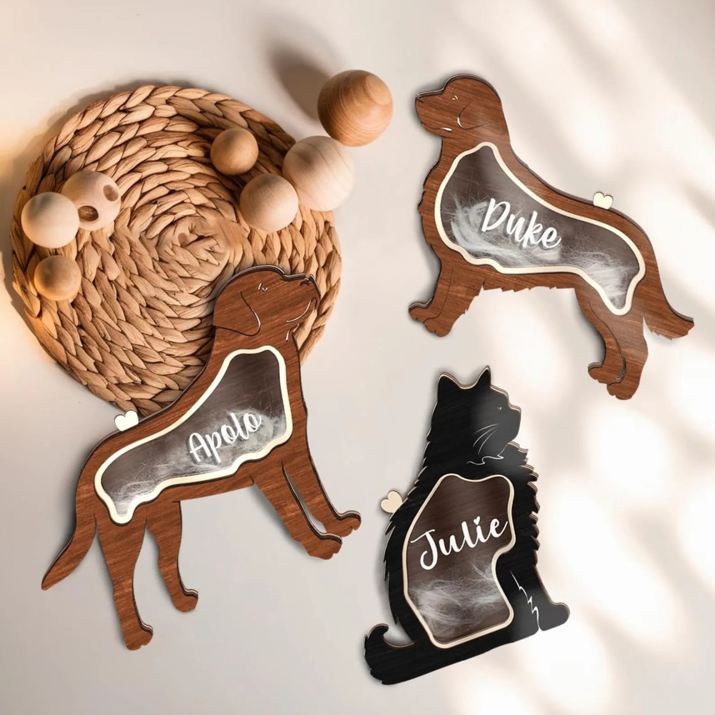 Custom Wooden Pet Hair Storage Box Pet Memorial Box Hair Collection for Pet