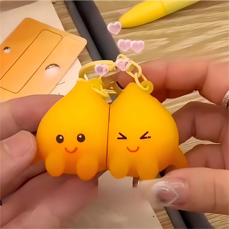 Little Fire Man Magnetic Keychain Fire Elemental  Backpack Charm Couple Keychain