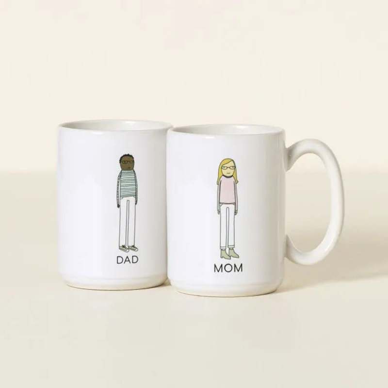 Personalized Family Mugs Custom Your Family Name and Artwork Depicting Each Family Member.