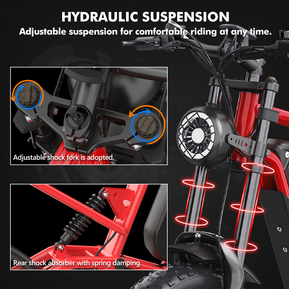Hidoes B6 20 inch fat tire electric bike 1200W for adults with dual shock absorption system.