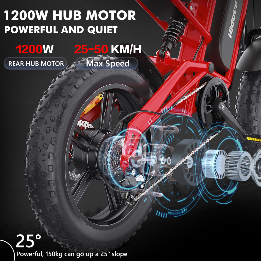 Hidoes B6 20 inch fat tire electric bike 1200W for adults with powerful motor