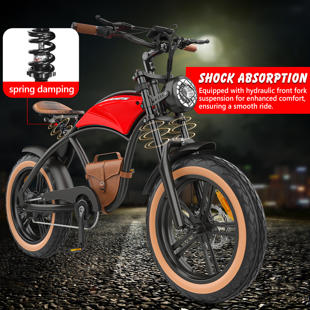 Cowboy Style 20 Inch Fat Tire Electric Bike with with dual shock absoption system