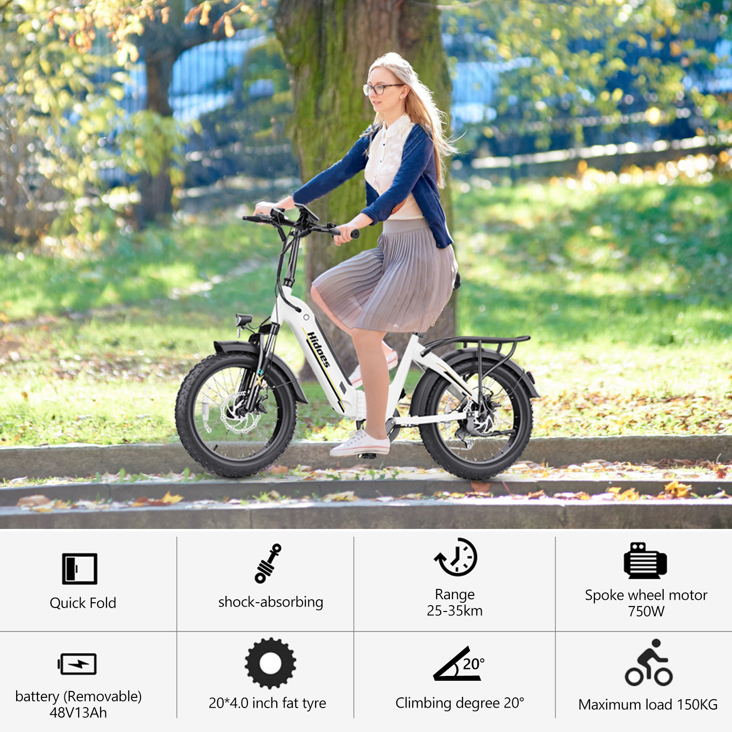 Hidoes BF1 750w step-thru folding electric bike