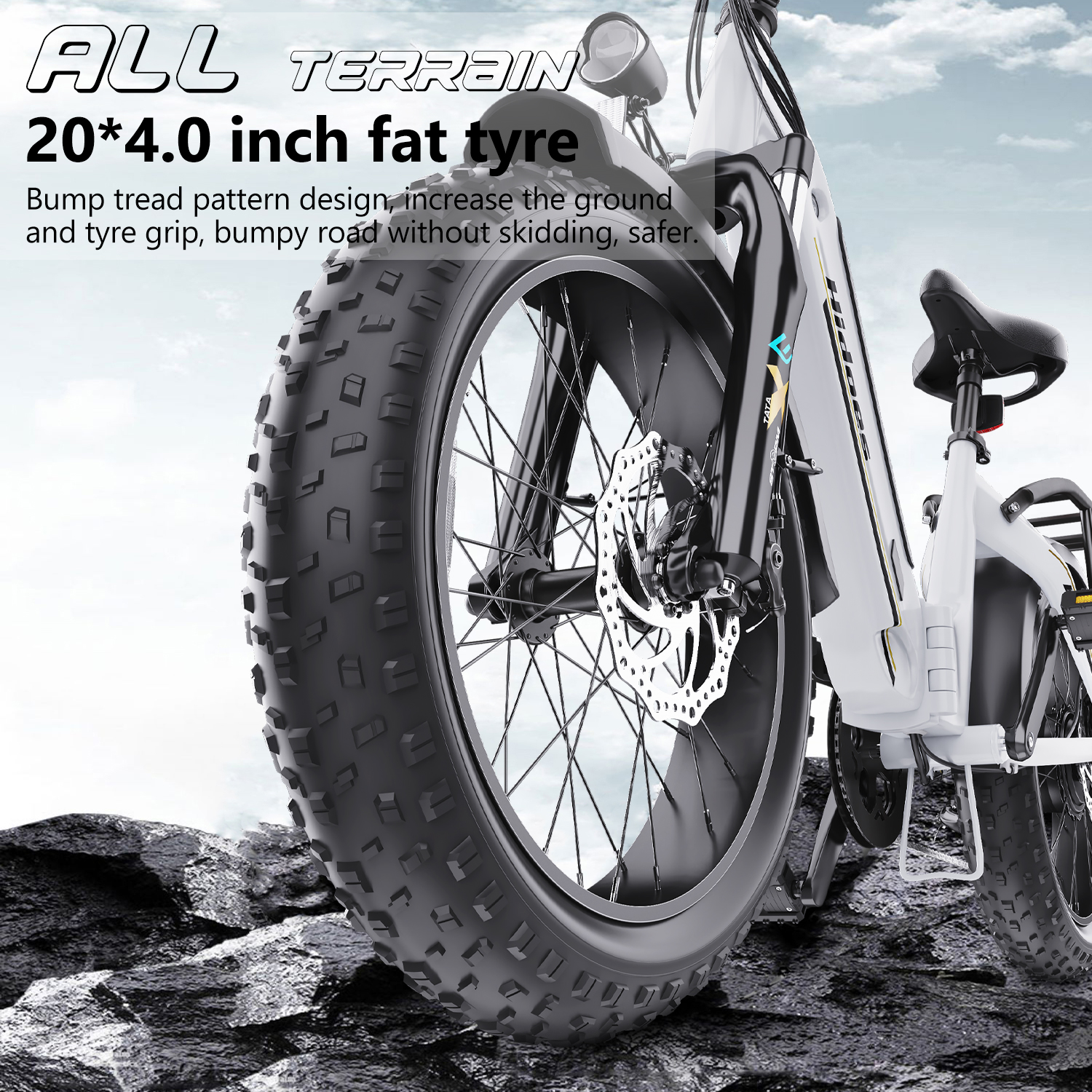 Hidoes BF1 off road ebike come with 20"x4" fat tires