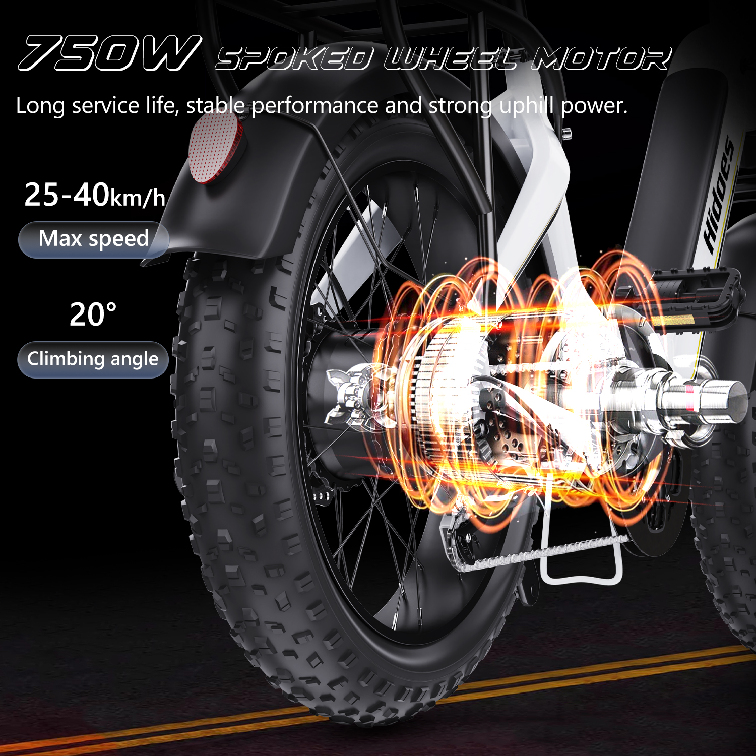 Hidoes BF1 folding ebike come with 750W hub motor