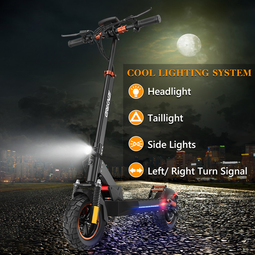 iENYRID M4 Pro S+ 2024 electric scooter with LED headlight, tailight, side light and signal light, safety to ride in the night.