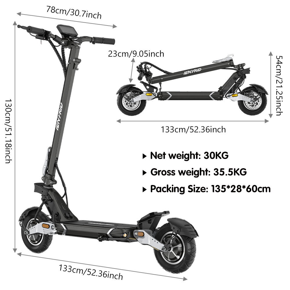 {"default":"iENYRID ES30 electric scooter size"}