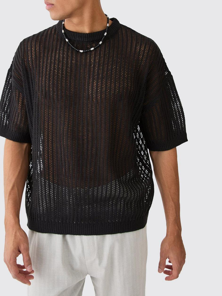 Oversized Drop Shoulder Open Stitch T-Shirt?