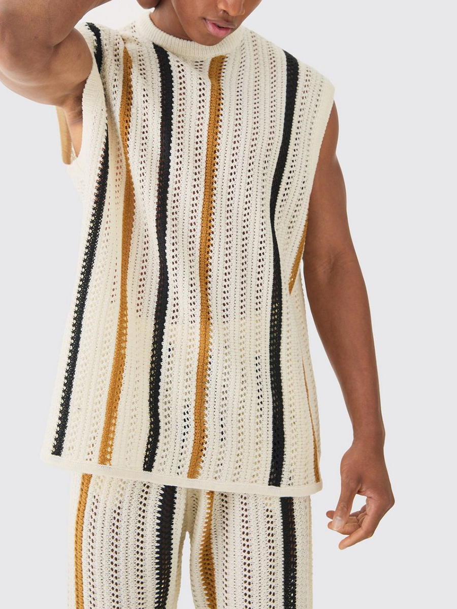 Oversized Open Stitch T-Shirt Trousers Knitted Set?