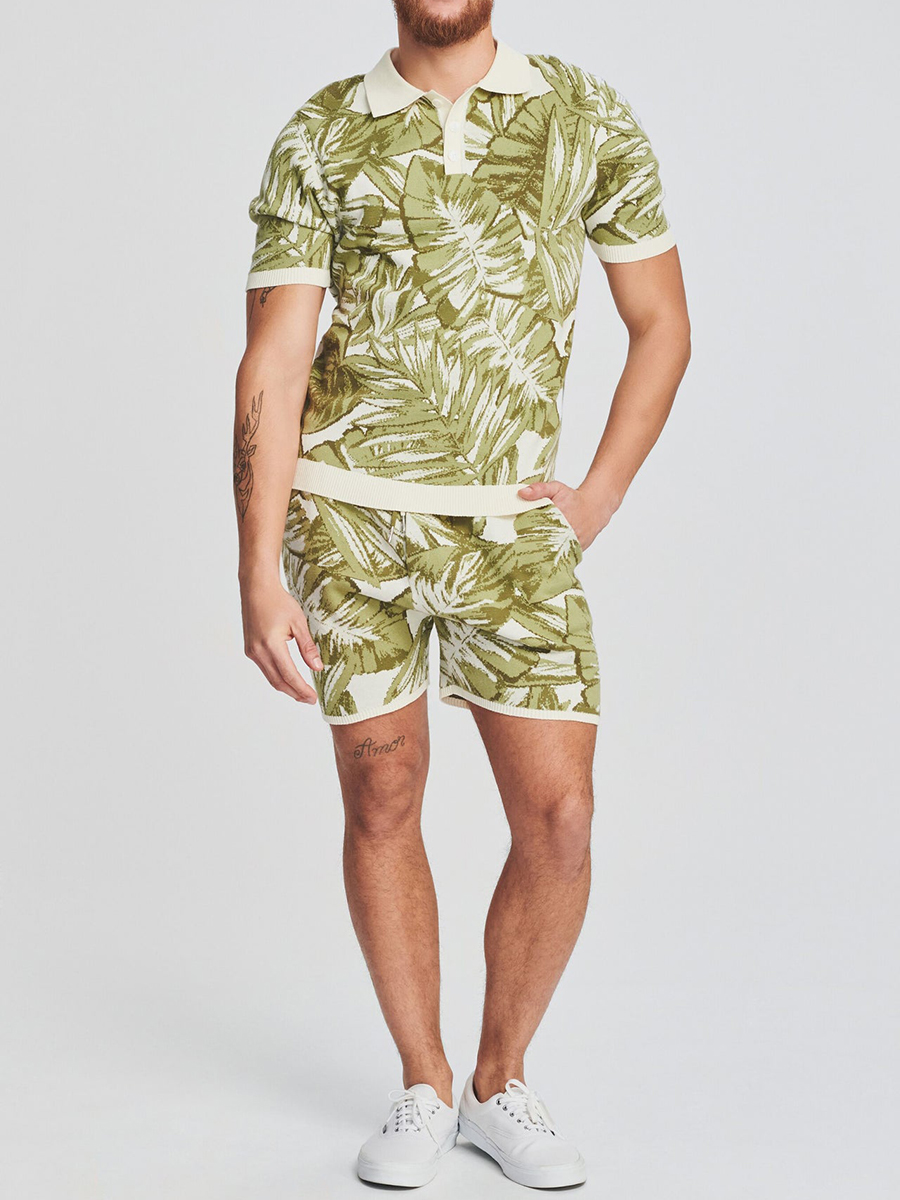 Oversized Open Stitch Polo Short Knitted Set?