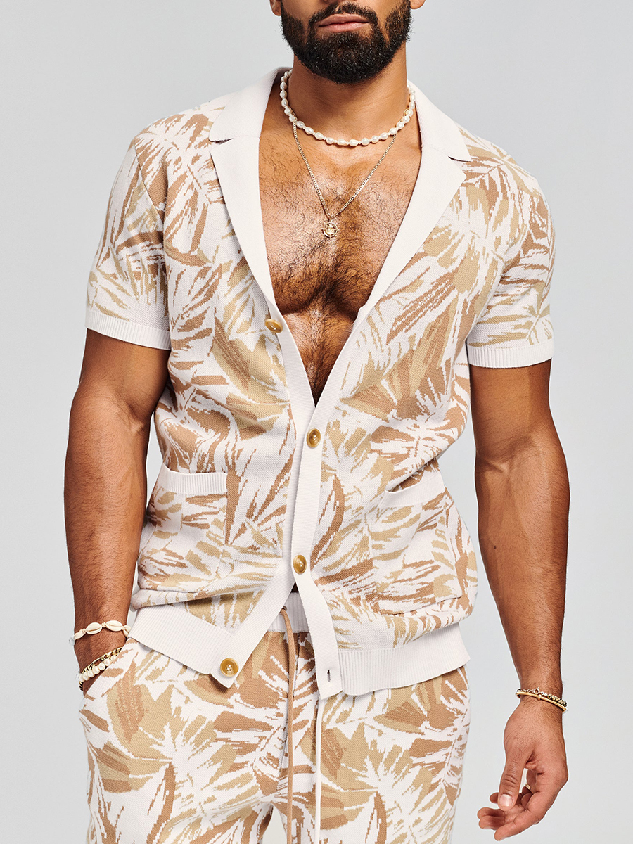 Oversized Open Stitch Shirt Short Knitted Set?