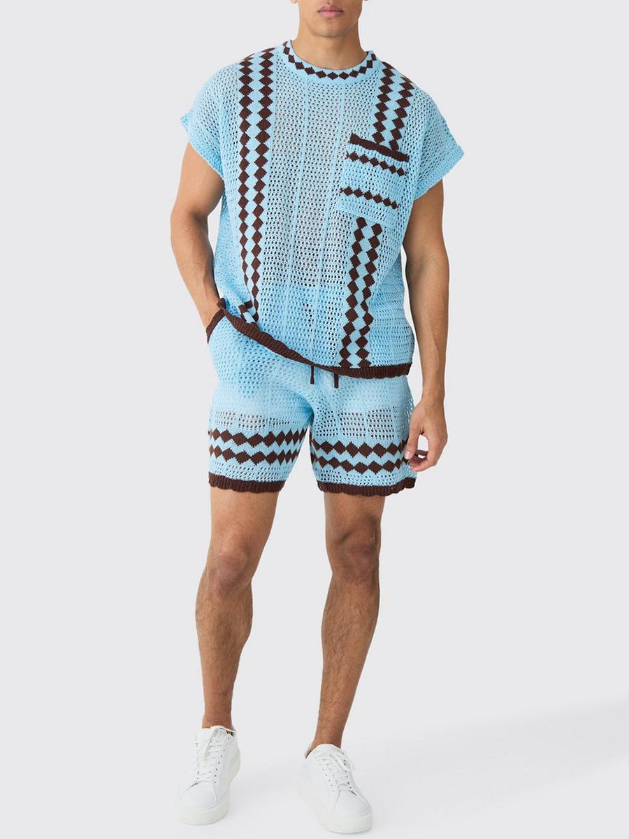 Oversized Open Stitch Tank Short Knitted Set?