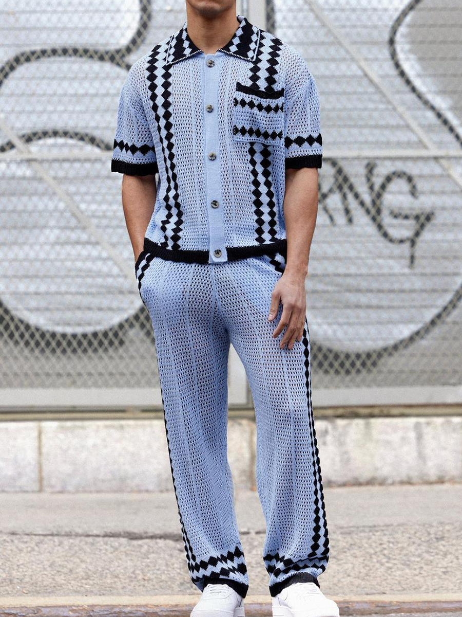 Boxy Open Stitch Polo Trousers Knitted Set?