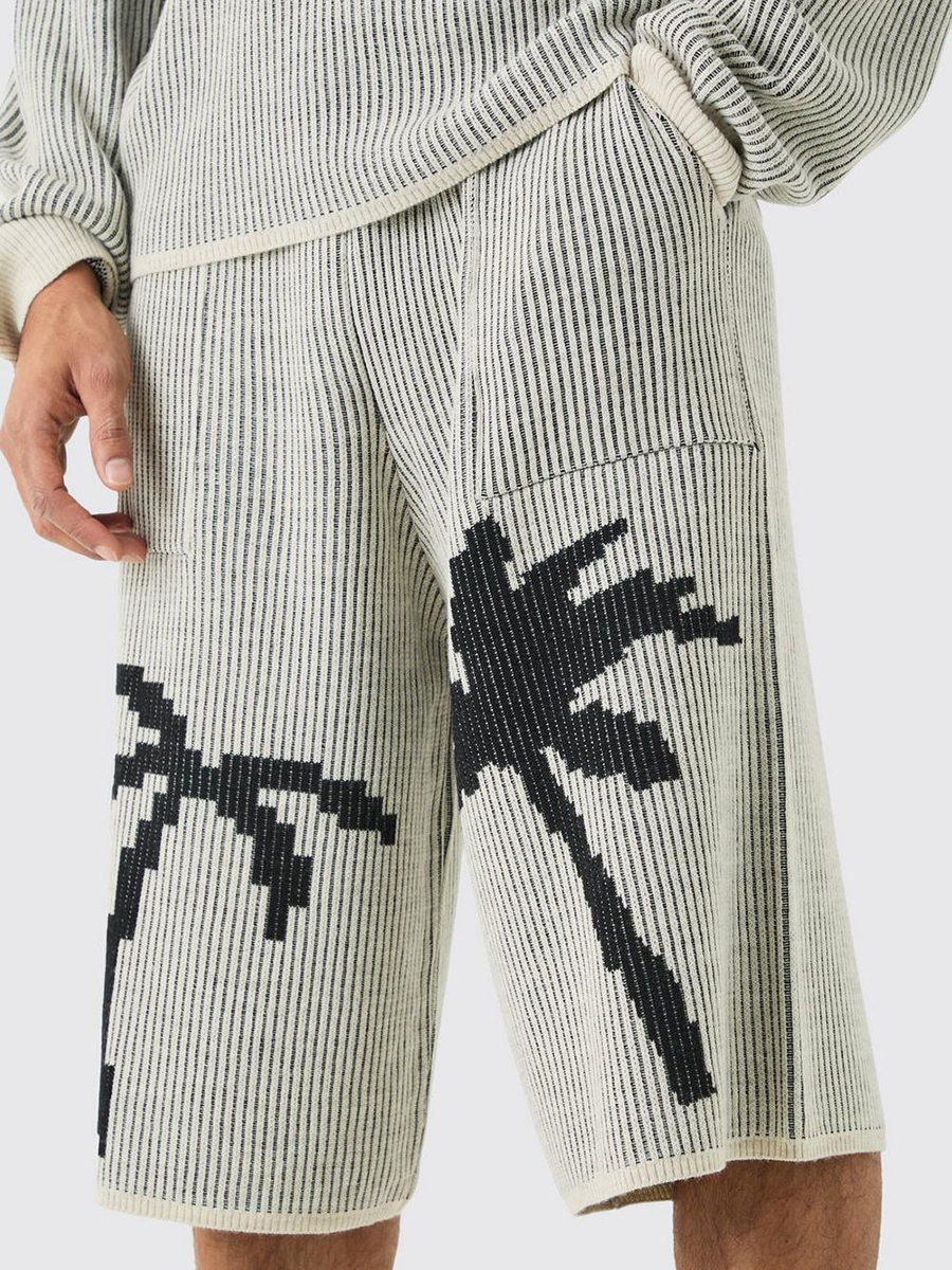 Palm Jacquard Ribbed Knitted Jort?
