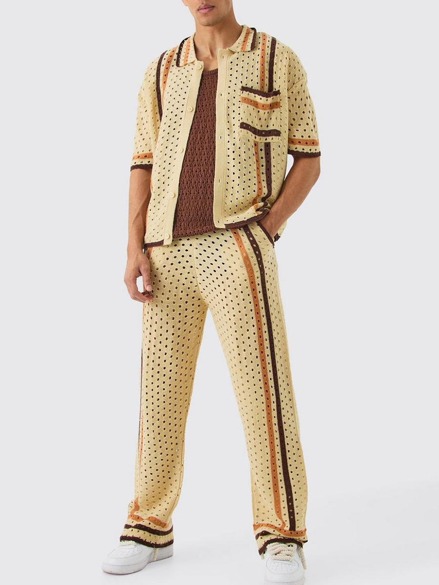 Boxy Open Stitch Polo Trousers Knitted Set?