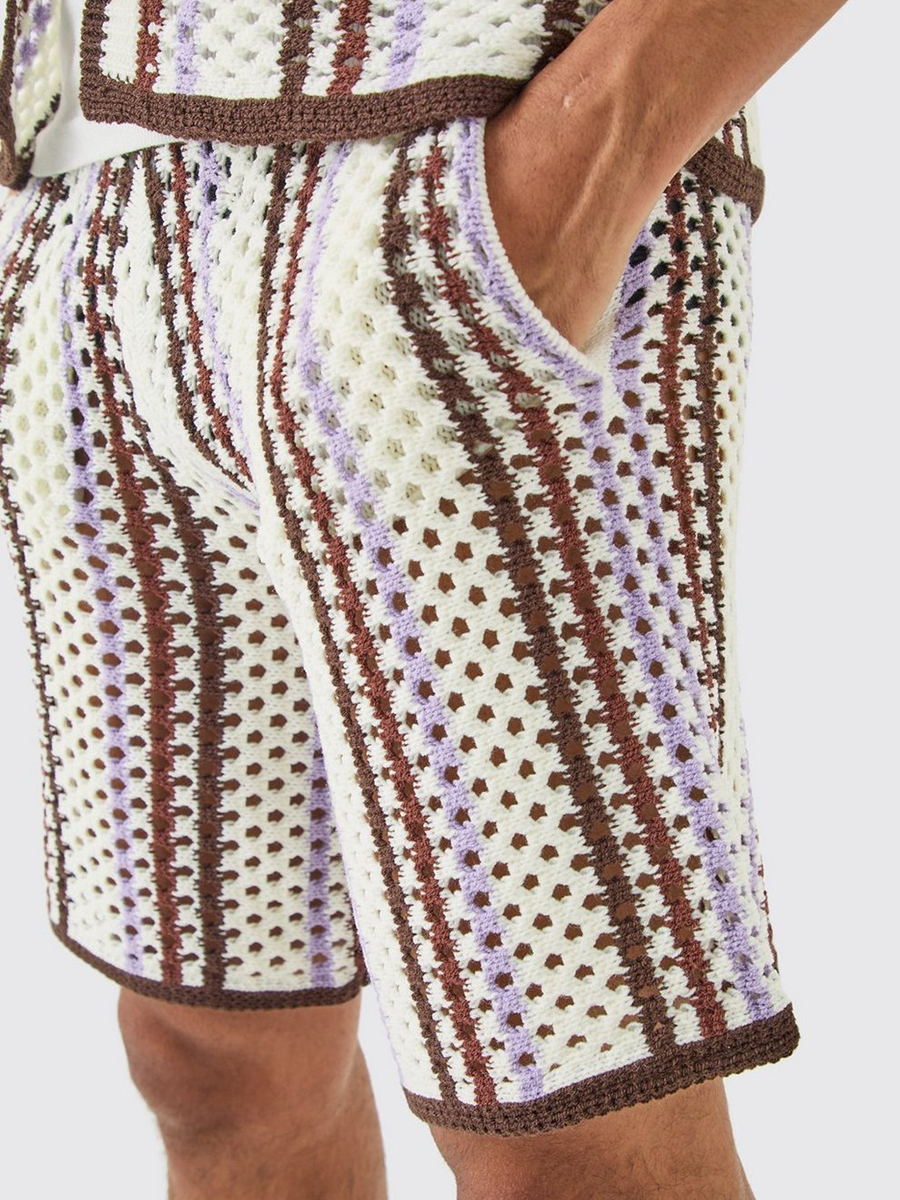 Relaxed Open Stitch Stripe Knitted Shorts?