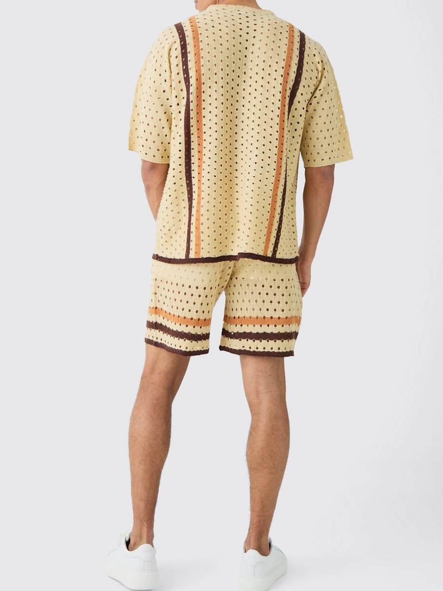 Oversized Open Stitch T-Shirt Short Knitted Set?