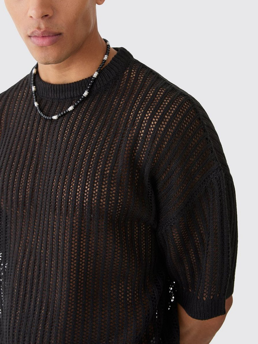 Oversized Drop Shoulder Open Stitch T-Shirt?