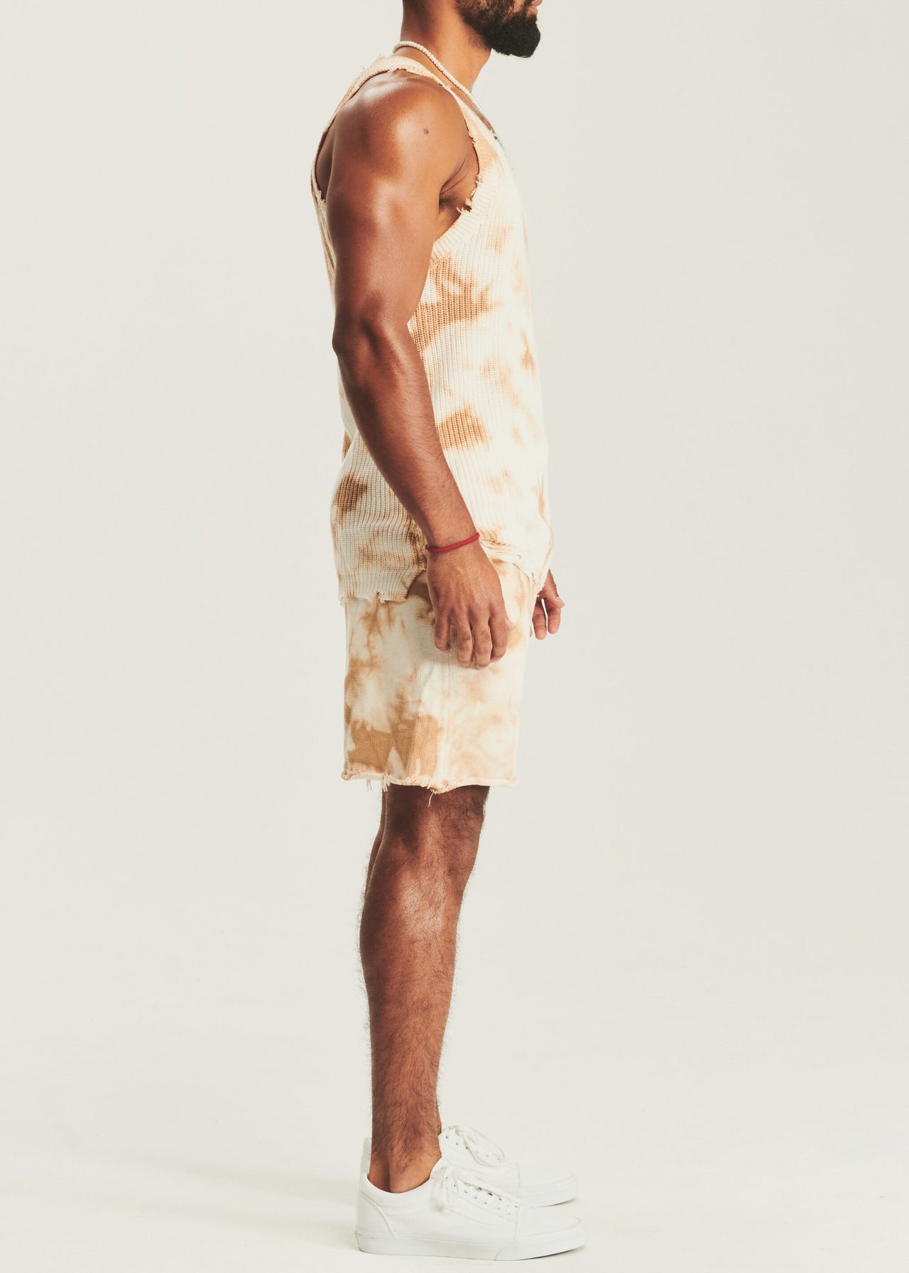 Oversized Open Stitch Tie Dye Vest Short Knitted Set?