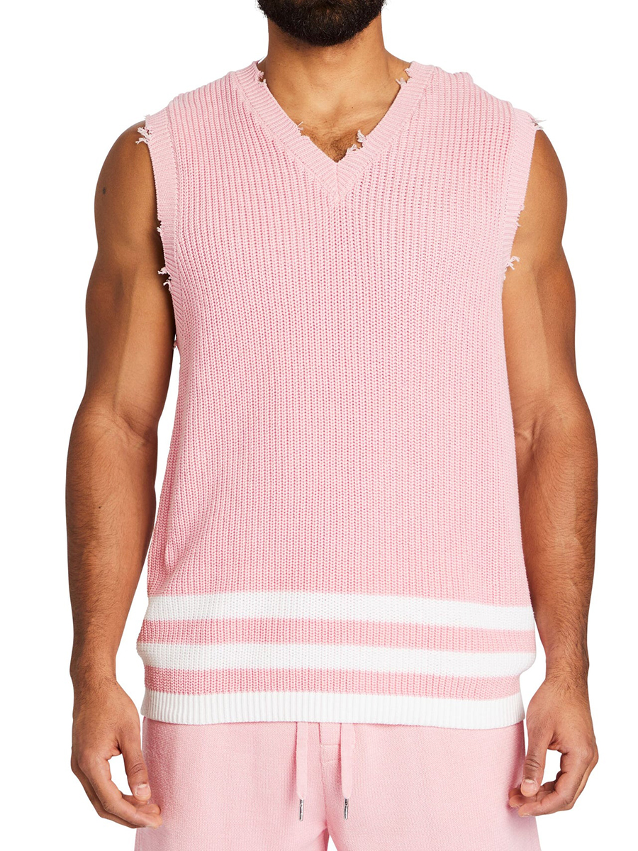 Oversized Open Stitch Vest Short Knitted Set?