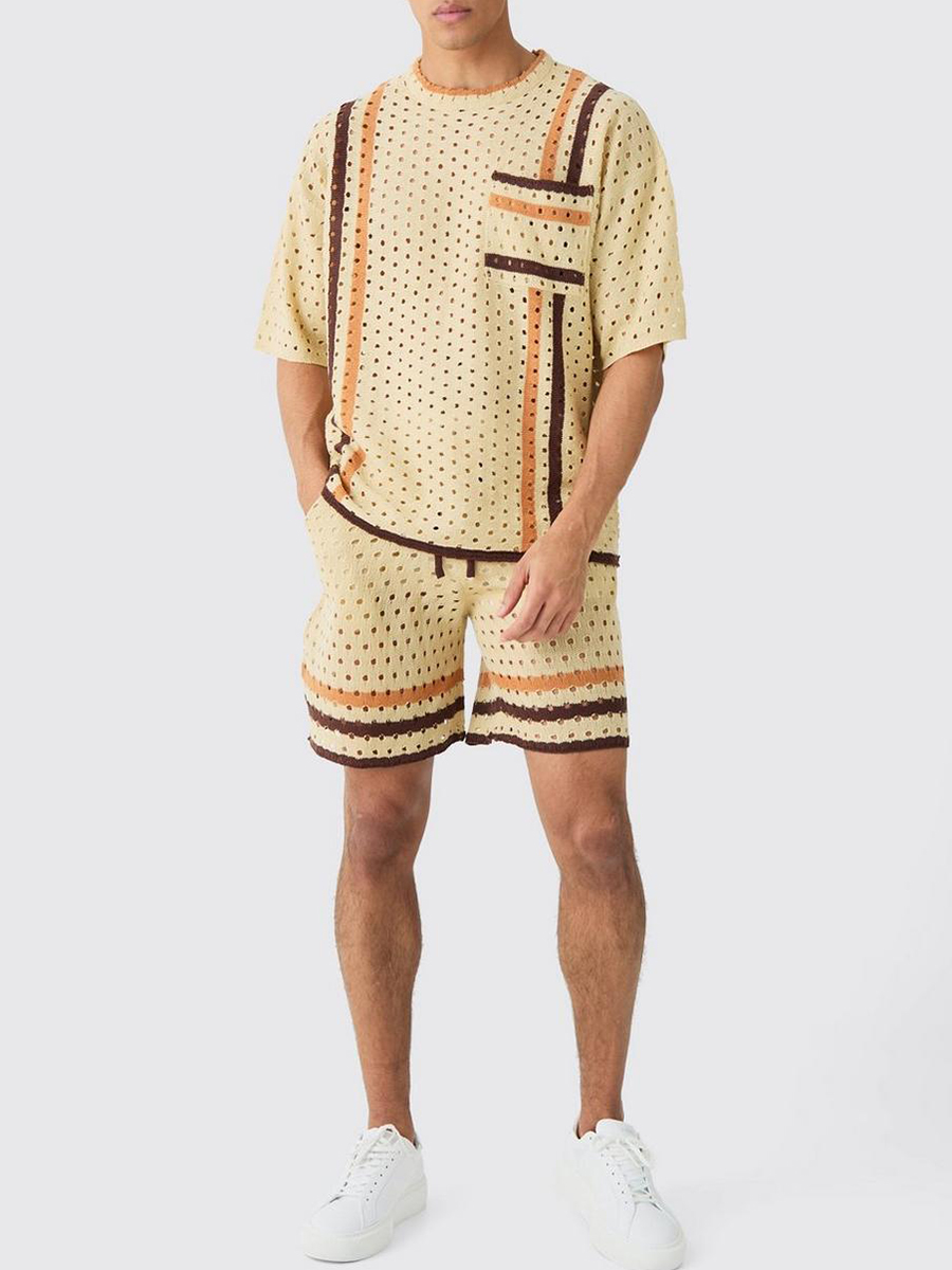Oversized Open Stitch T-Shirt Short Knitted Set?
